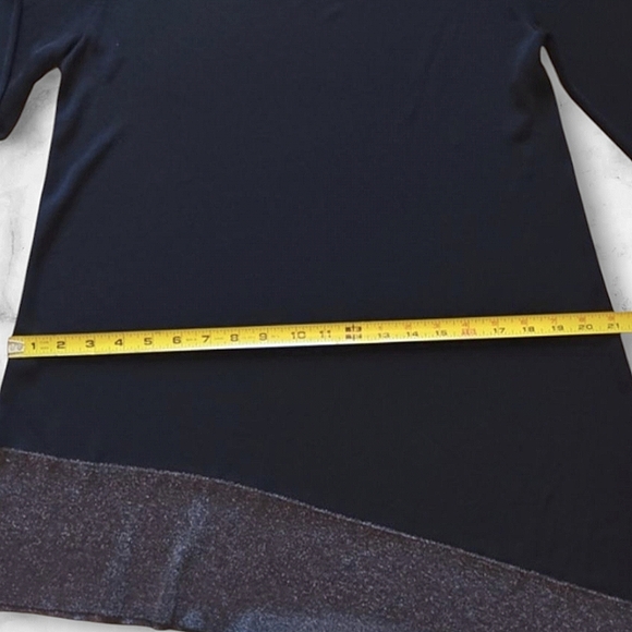 :L: Eileen Fisher Large Black and Silver Asymmetrical Long Sleeve Tunic. - Picture 5 of 8